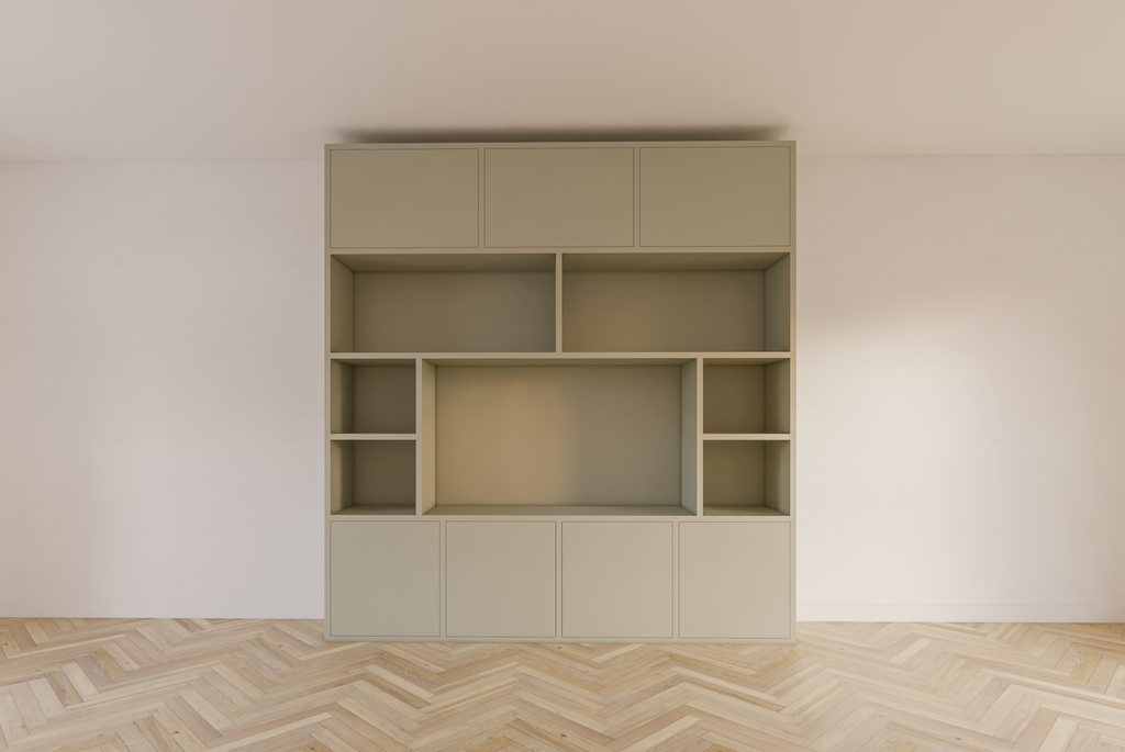 Flensburger Fächerschrank - 240x40x255H cm - Push-to-open-Türen - schlichte Ausführung