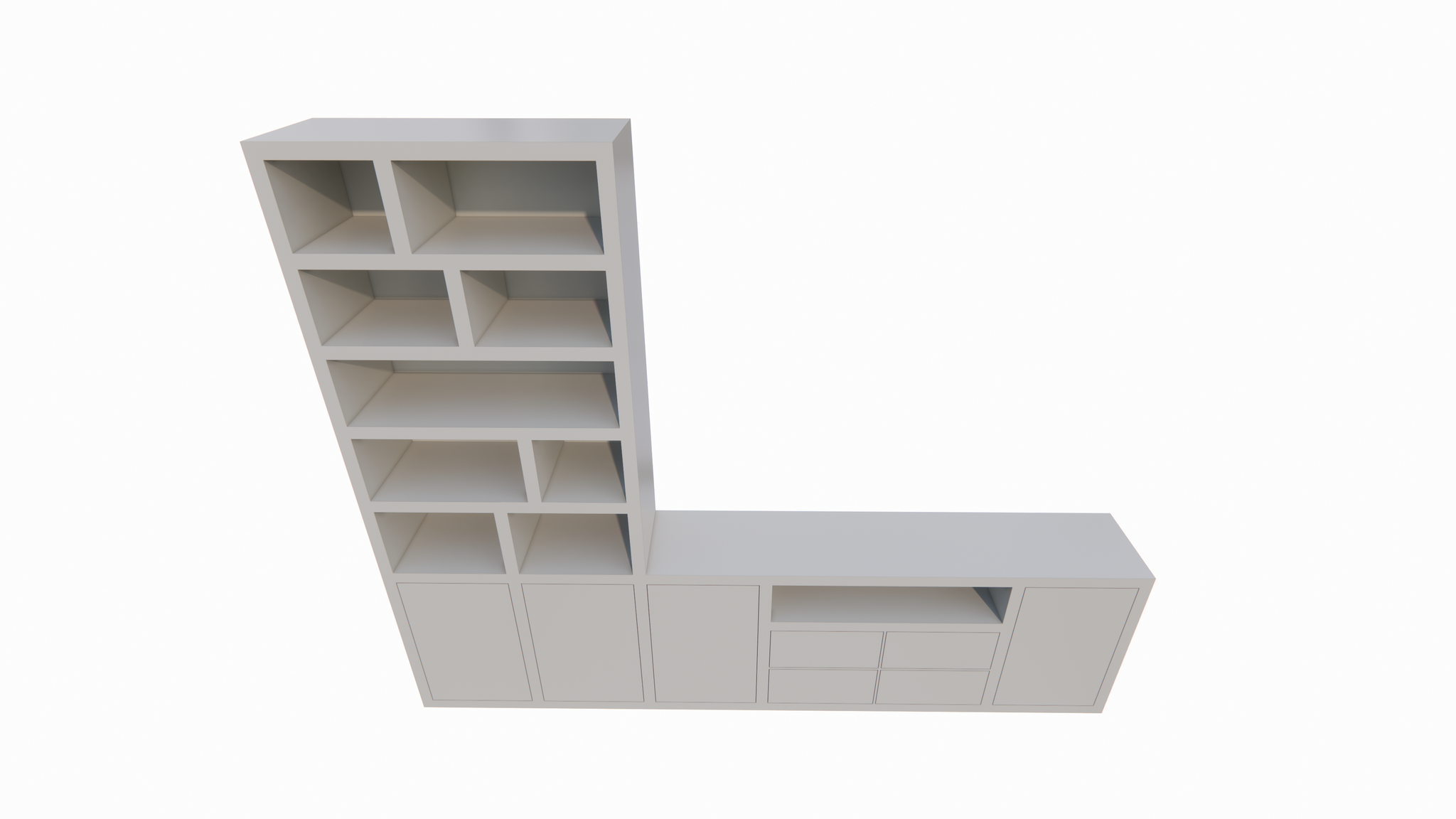 TV-Fach Sideboard Fleurus - 300x40x240H cm - Push-to-open Türen - 4 Push-to-open Schubladen - schlichte Ausführung (STANDARD OHNE BELEUCHTUNG)