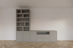 TV-Fach Sideboard Fleurus - 300x40x240H cm - Push-to-open Türen - 4 Push-to-open Schubladen - schlichte Ausführung (STANDARD OHNE BELEUCHTUNG)
