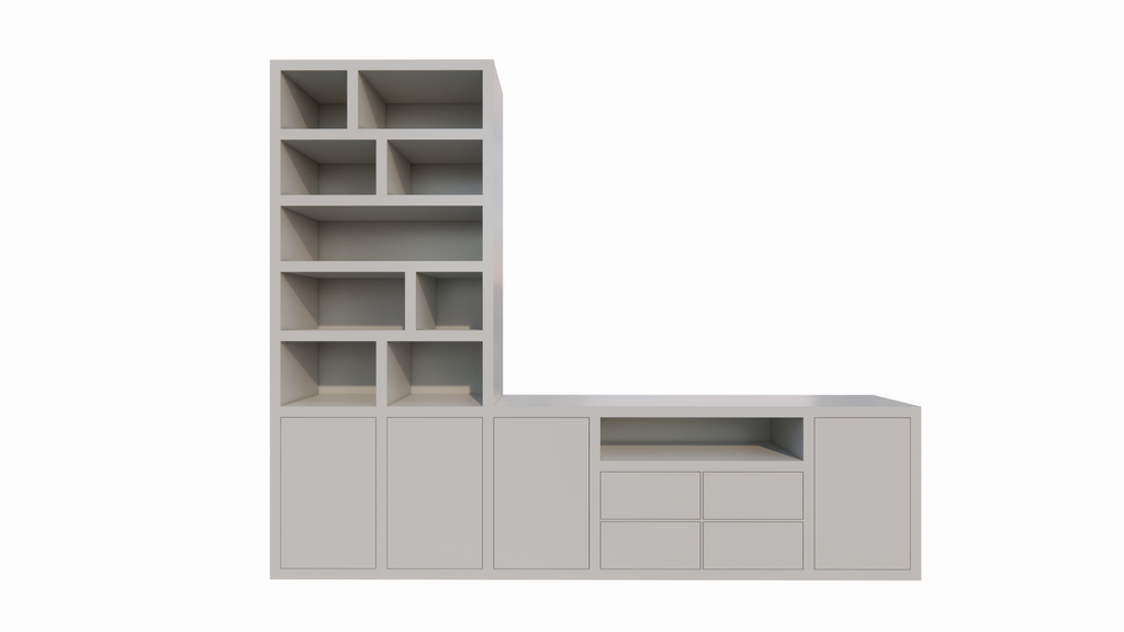 TV-Fach Sideboard Fleurus - 300x40x240H cm - Push-to-open Türen - 4 Push-to-open Schubladen - schlichte Ausführung (STANDARD OHNE BELEUCHTUNG)
