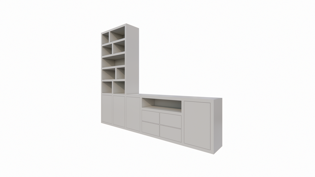 TV-Fach Sideboard Fleurus - 300x40x240H cm - Push-to-open Türen - 4 Push-to-open Schubladen - schlichte Ausführung (STANDARD OHNE BELEUCHTUNG)