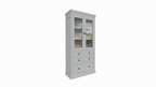 Vitrine/Schubladenschrank Foggia 01 - 107x48x225H cm - 2 Schranktüren - 3 breite Soft-Close-Schubladen - rustikaler/klassischer Dekorrahmen