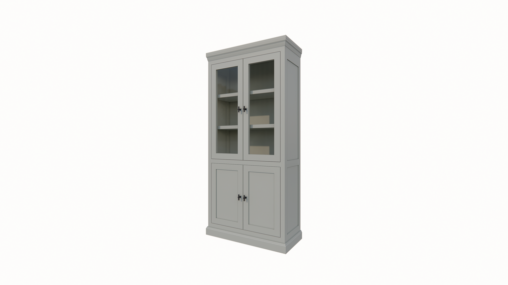 Vitrine Foggia 02 - 107x48x225H cm - 2 Schranktüren - 2 geschlossene Türen - rustikaler/klassischer Dekorrahmen