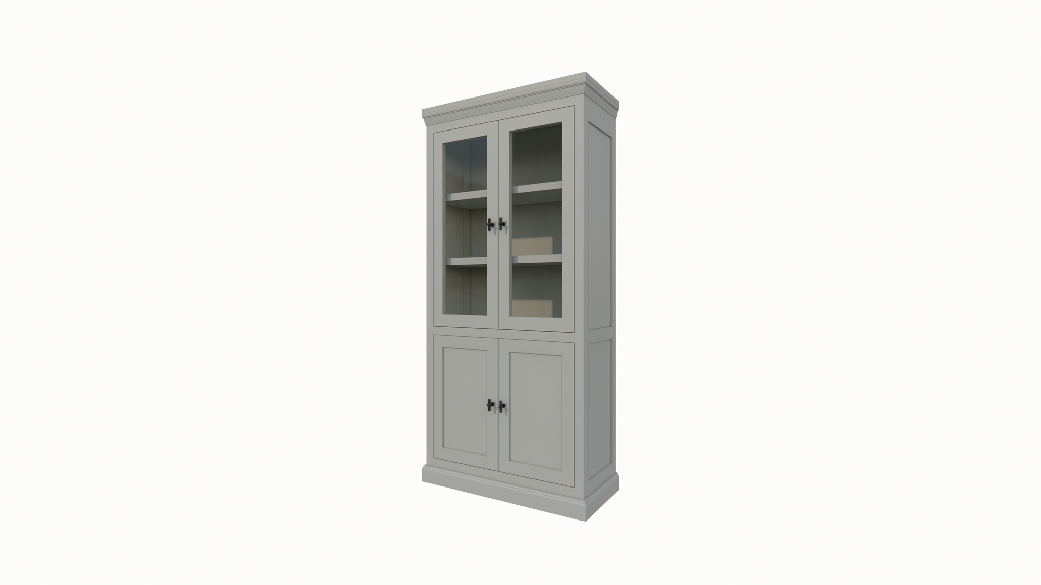 Vitrine Foggia 02 - 107x48x225H cm - 2 Schranktüren - 2 geschlossene Türen - rustikaler/klassischer Dekorrahmen