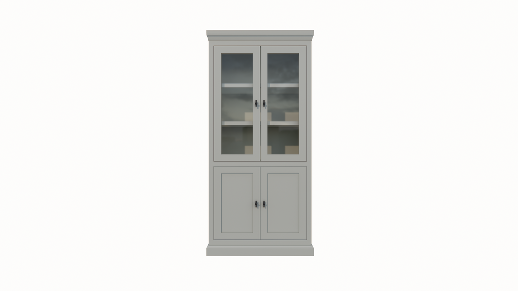 Vitrine Foggia 02 - 107x48x225H cm - 2 Schranktüren - 2 geschlossene Türen - rustikaler/klassischer Dekorrahmen