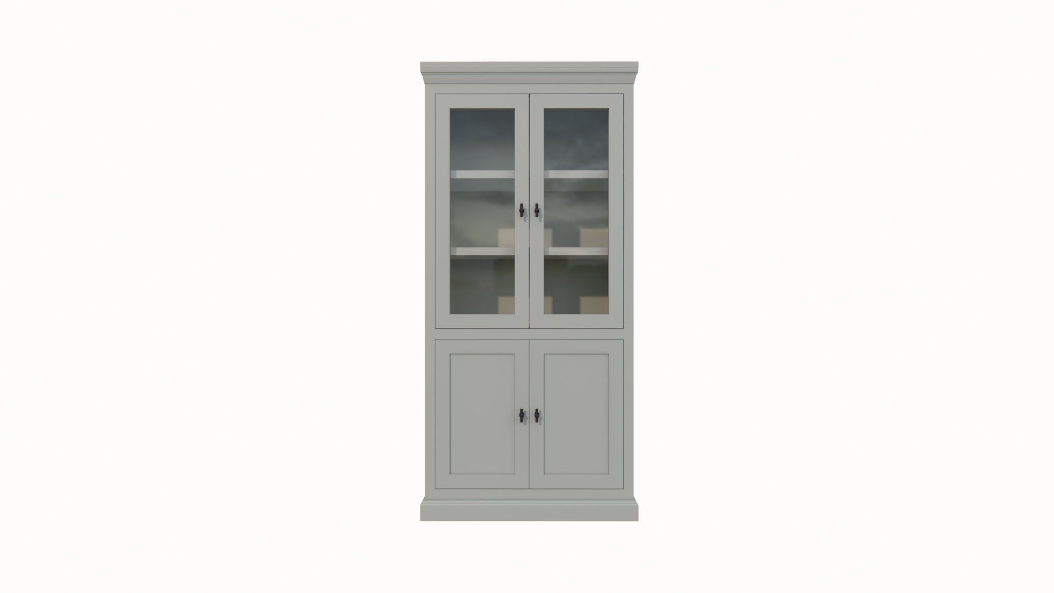Vitrine Foggia 02 - 107x48x225H cm - 2 Schranktüren - 2 geschlossene Türen - rustikaler/klassischer Dekorrahmen
