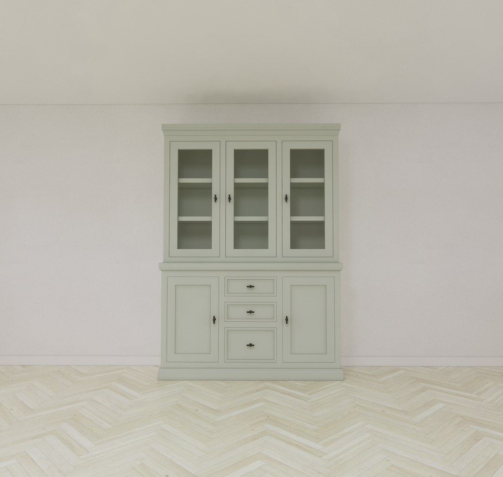 Buffetschrank Foggia 03 - 160x48x225H cm - 3 Schranktüren - 3 Soft-Close-Schubladen - 2 geschlossene Türen - rustikaler/klassischer Dekorrahmen