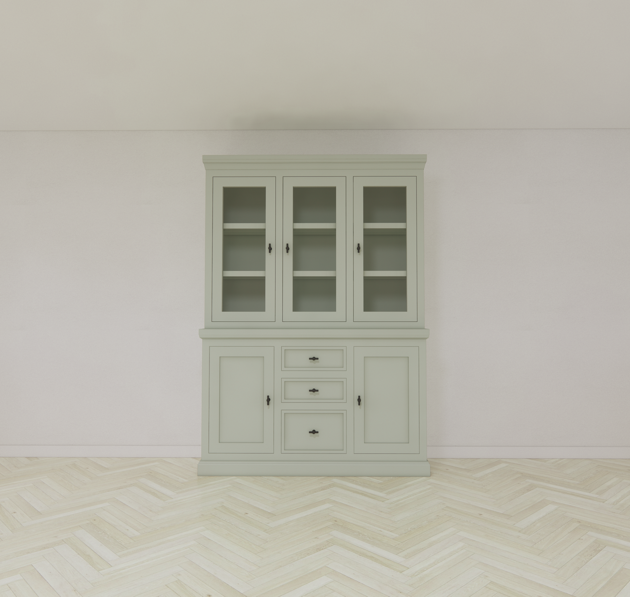 Buffetschrank Foggia 03 - 160x48x225H cm - 3 Schranktüren - 3 Soft-Close-Schubladen - 2 geschlossene Türen - rustikaler/klassischer Dekorrahmen