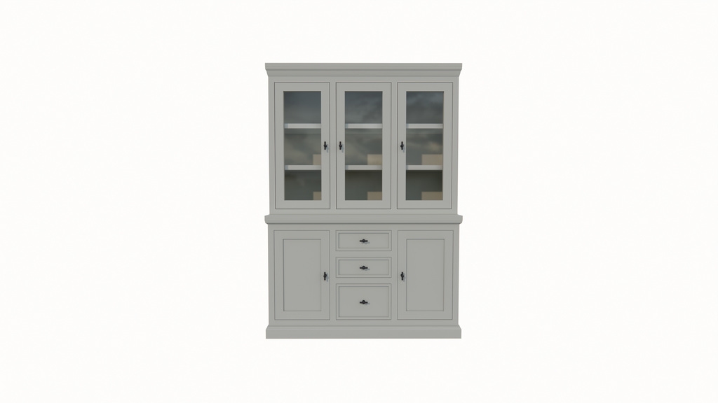 Buffetschrank Foggia 03 - 160x48x225H cm - 3 Schranktüren - 3 Soft-Close-Schubladen - 2 geschlossene Türen - rustikaler/klassischer Dekorrahmen