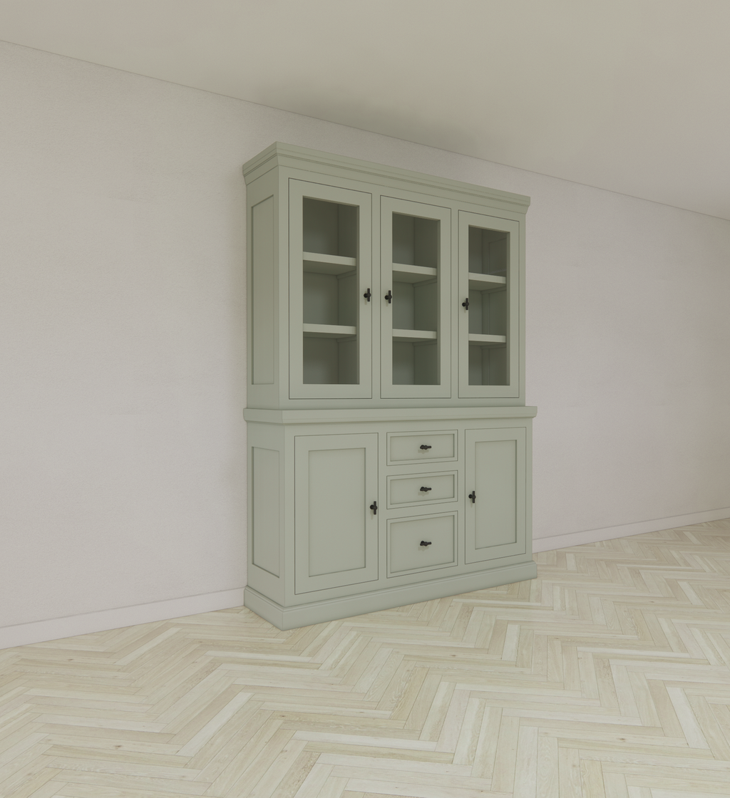 Buffetschrank Foggia 03 - 160x48x225H cm - 3 Schranktüren - 3 Soft-Close-Schubladen - 2 geschlossene Türen - rustikaler/klassischer Dekorrahmen