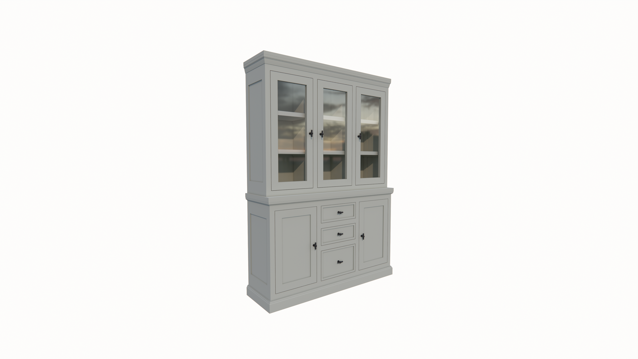Buffetschrank Foggia 03 - 160x48x225H cm - 3 Schranktüren - 3 Soft-Close-Schubladen - 2 geschlossene Türen - rustikaler/klassischer Dekorrahmen