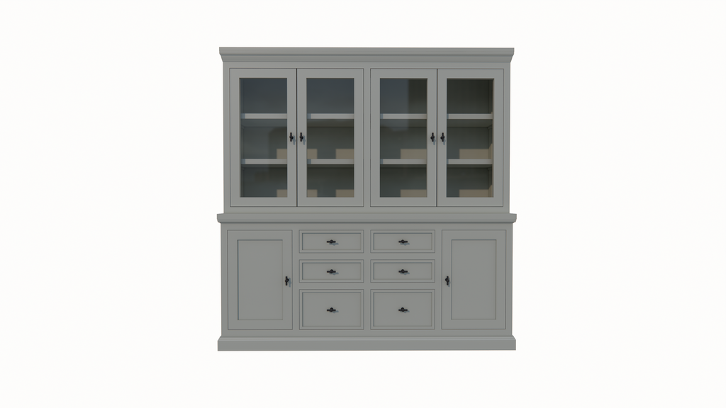 Buffetschrank Foggia 04 - 220x48x225H cm - 4 Schranktüren - 6 Soft-Close-Schubladen - 2 geschlossene Türen - rustikaler/klassischer Dekorrahmen