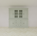 Buffetschrank Foggia 05- 225x48x225H cm - 2 geschlossene Türen im oberen Schrank - 2 Vitrinentüren - 4 geschlossene Türen im unteren Schrank - 6 Soft-Close-Schubladen - rustikaler/klassischer Dekorrahmen