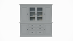 Buffetschrank Foggia 05- 225x48x225H cm - 2 geschlossene Türen im oberen Schrank - 2 Vitrinentüren - 4 geschlossene Türen im unteren Schrank - 6 Soft-Close-Schubladen - rustikaler/klassischer Dekorrahmen