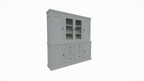Buffetschrank Foggia 05- 225x48x225H cm - 2 geschlossene Türen im oberen Schrank - 2 Vitrinentüren - 4 geschlossene Türen im unteren Schrank - 6 Soft-Close-Schubladen - rustikaler/klassischer Dekorrahmen