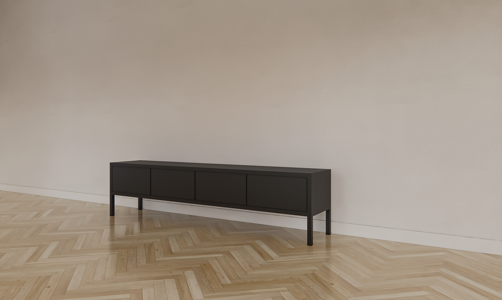 Fontas TV-Anrichte - 200x40x50H cm - Push-to-open-Türen - auf Beinen - schlankes Design