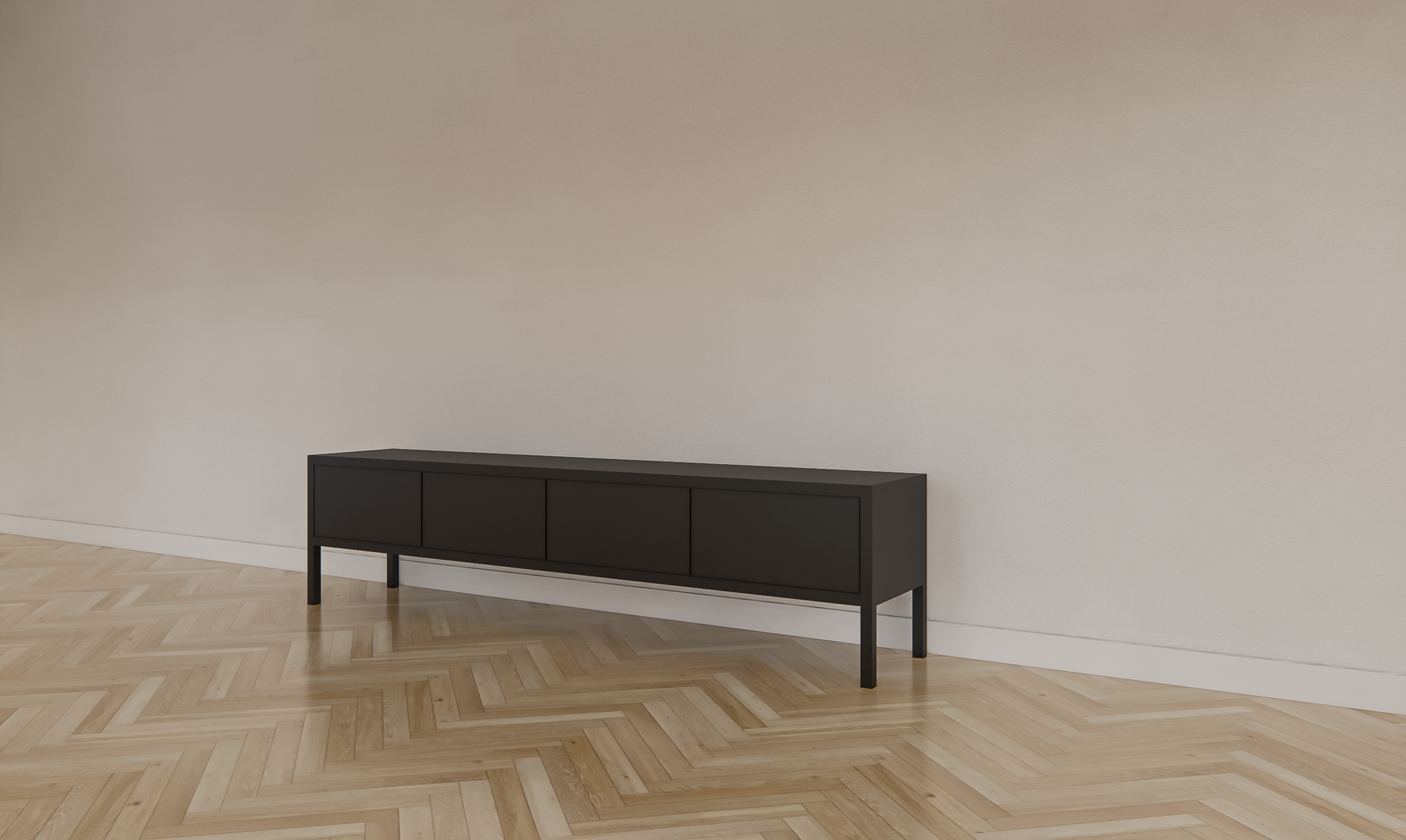 Fontas TV-Anrichte - 200x40x50H cm - Push-to-open-Türen - auf Beinen - schlankes Design