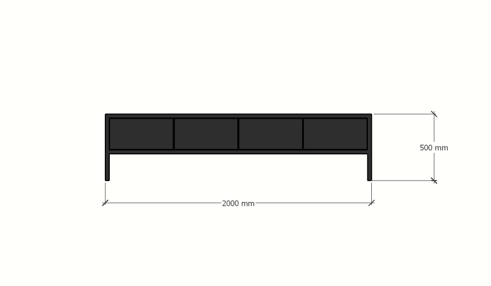 Fontas TV-Anrichte - 200x40x50H cm - Push-to-open-Türen - auf Beinen - schlankes Design