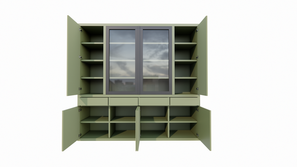 Formia Buffetschrank - 240x50x230H cm - Stahltüren - push-to-open Türen und Schubladen