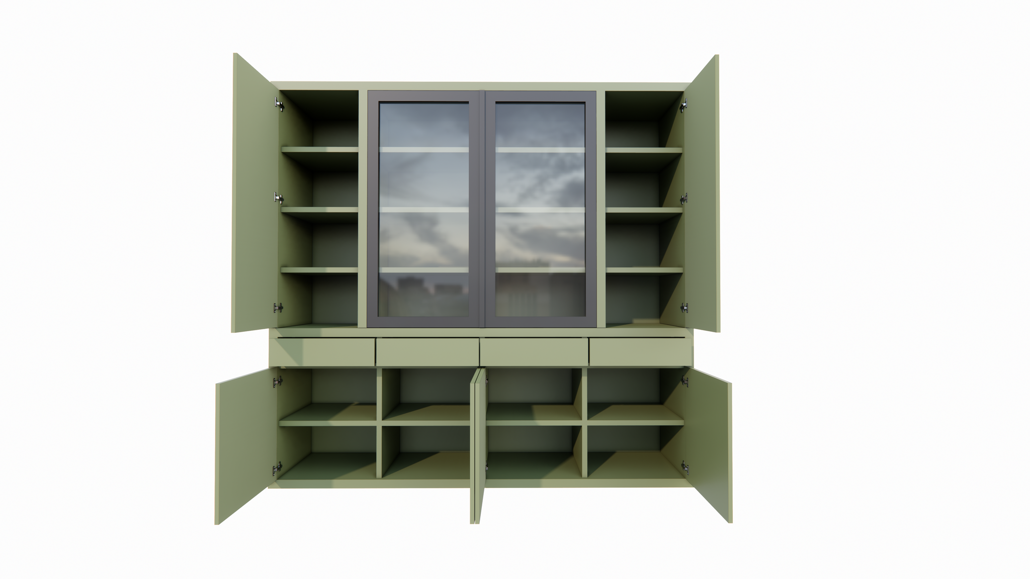 Formia Buffetschrank - 240x50x230H cm - Stahltüren - push-to-open Türen und Schubladen