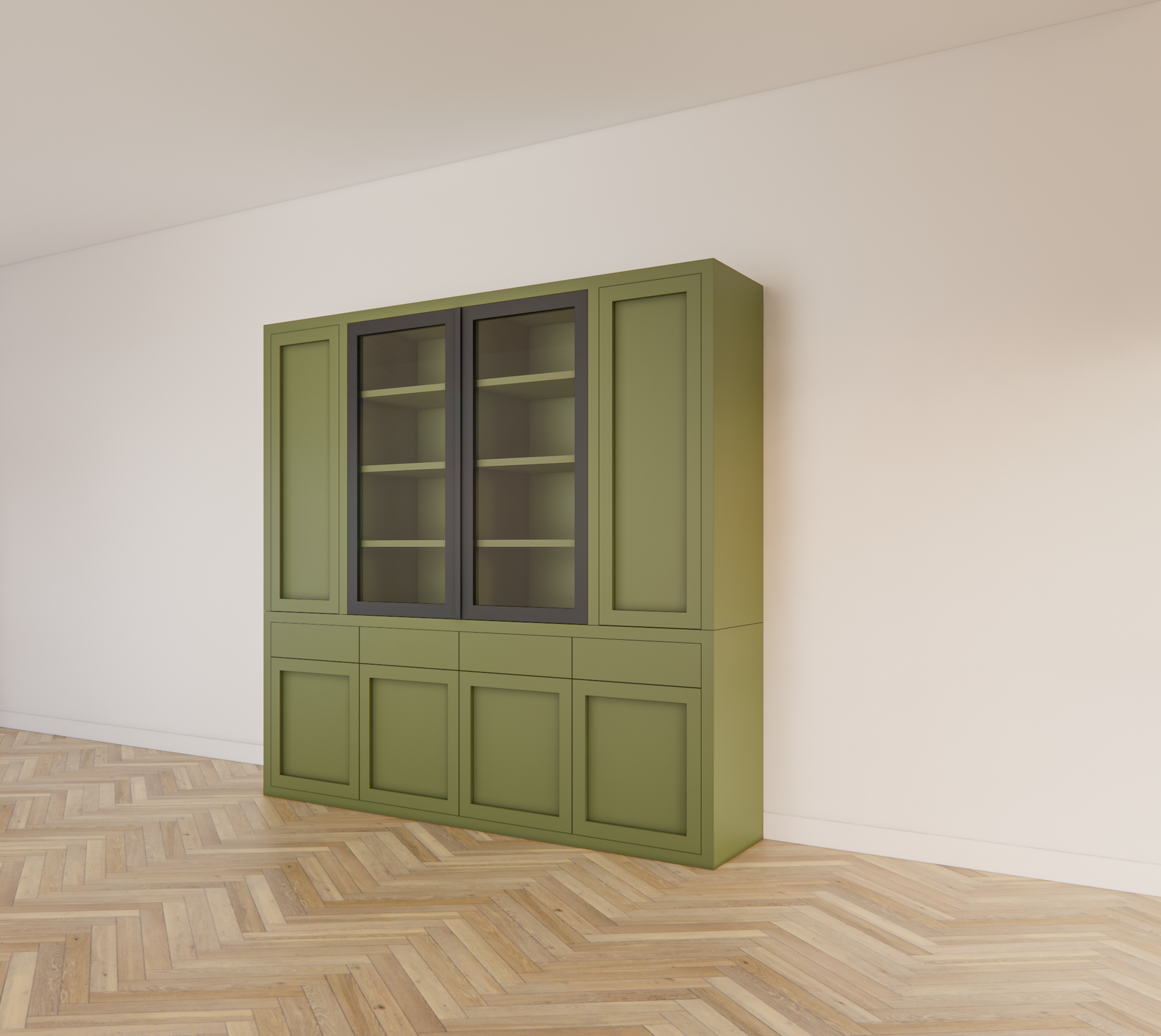 Formia Buffetschrank - 240x50x230H cm - Stahltüren - push-to-open Türen und Schubladen