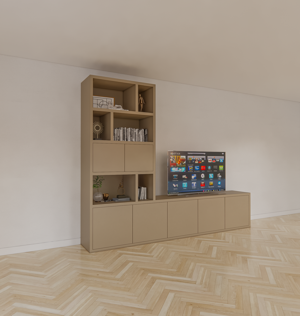 Frankston Fächerschrank - 300x45x235H cm - 7 Türen - 6 offene Fächer - 4cm Fachbodenstärke