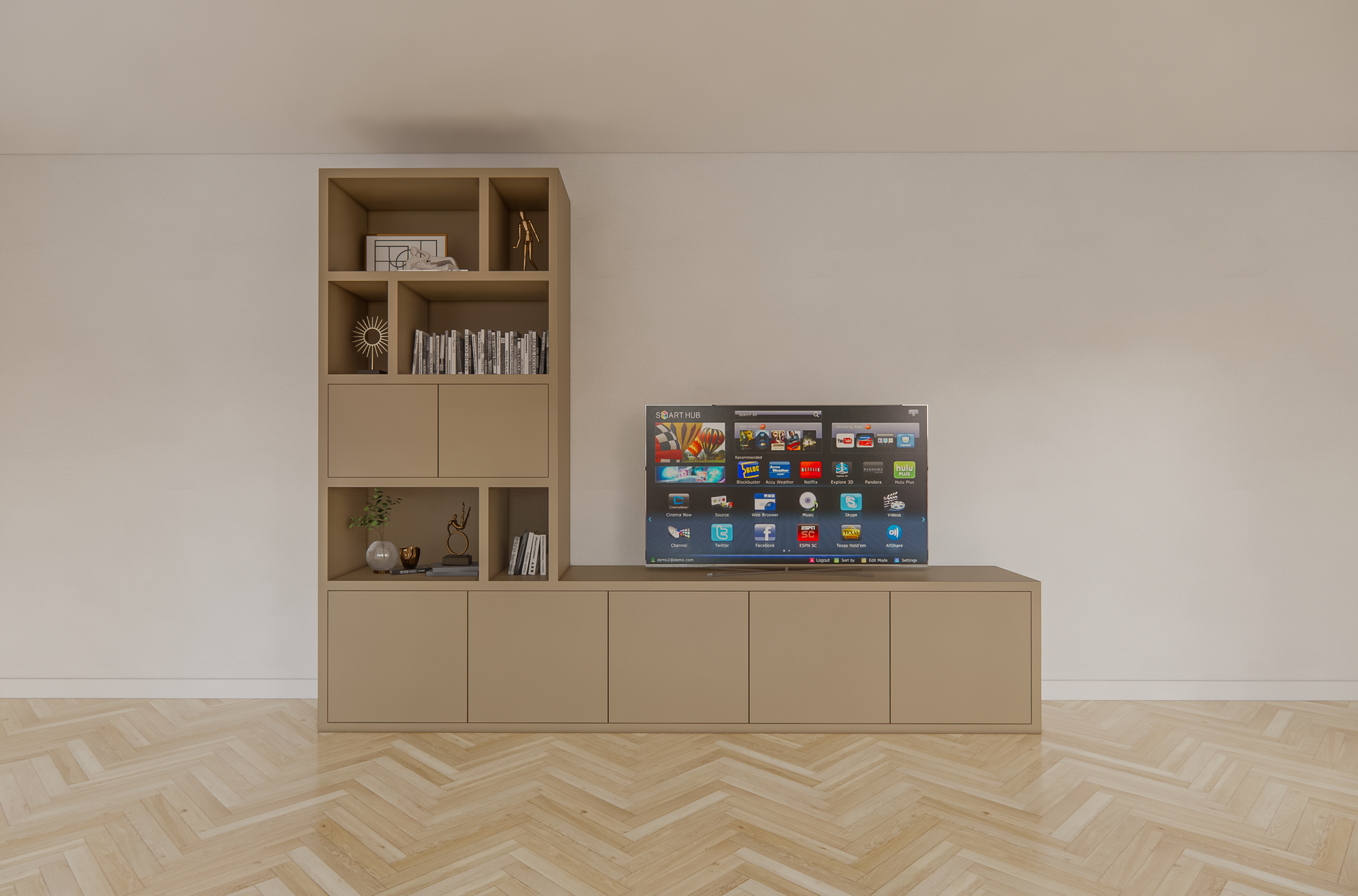 Frankston Fächerschrank - 300x45x235H cm - 7 Türen - 6 offene Fächer - 4cm Fachbodenstärke