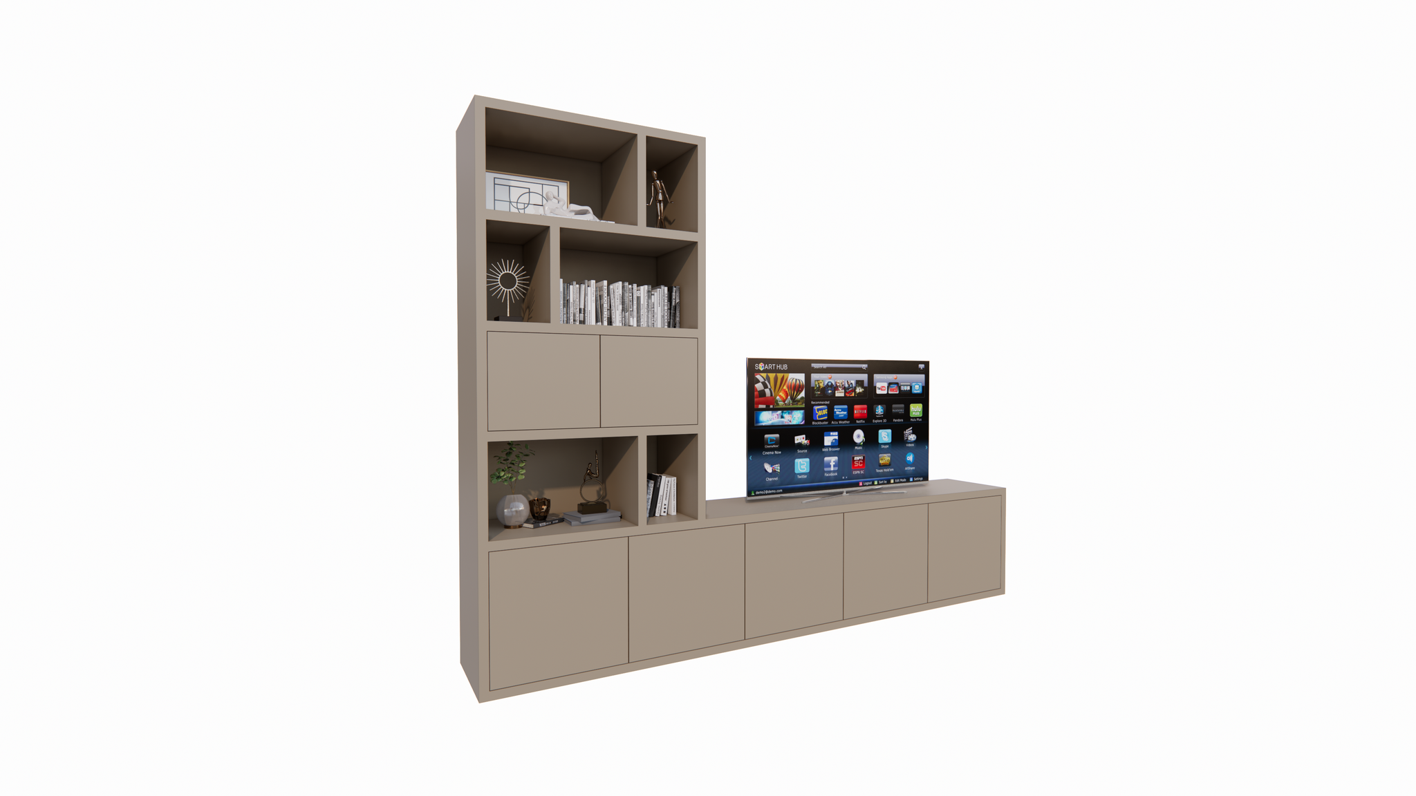 Frankston Fächerschrank - 300x45x235H cm - 7 Türen - 6 offene Fächer - 4cm Fachbodenstärke