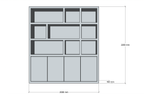 Regal Florida - 200x40x220H cm - schlankes Design - 4 grifflose Türen - 5cm Fachbodenstärke