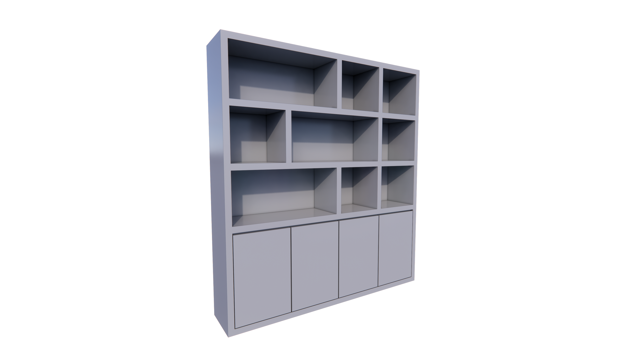 Regal Florida - 200x40x220H cm - schlankes Design - 4 grifflose Türen - 5cm Fachbodenstärke