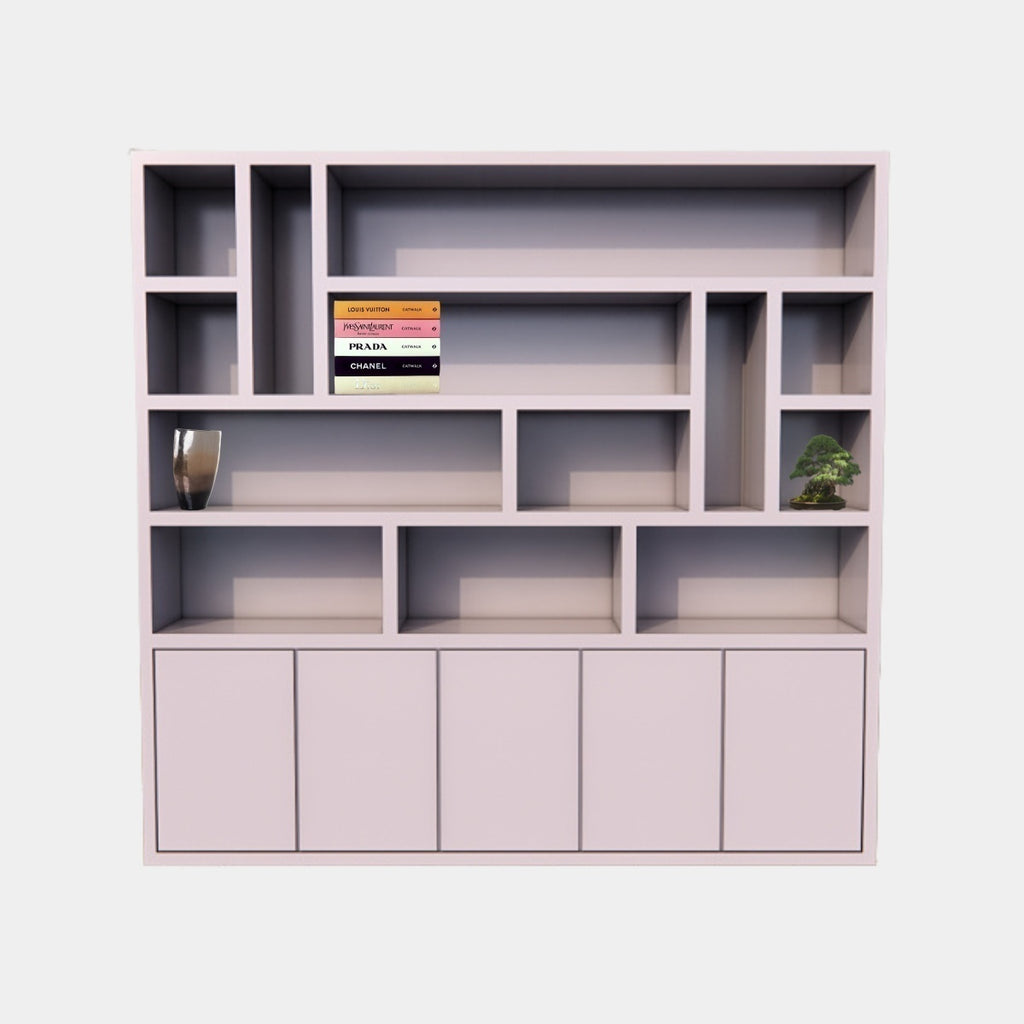 Kleiderschrank Las Vegas - 250x35x240H cm - offene Einlegeböden - schlankes Design - 5 grifflose Türen