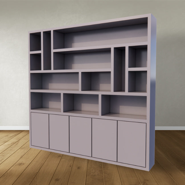 Kleiderschrank Las Vegas - 250x35x240H cm - offene Einlegeböden - schlankes Design - 5 grifflose Türen