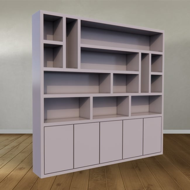 Kleiderschrank Las Vegas - 250x35x240H cm - offene Einlegeböden - schlankes Design - 5 grifflose Türen