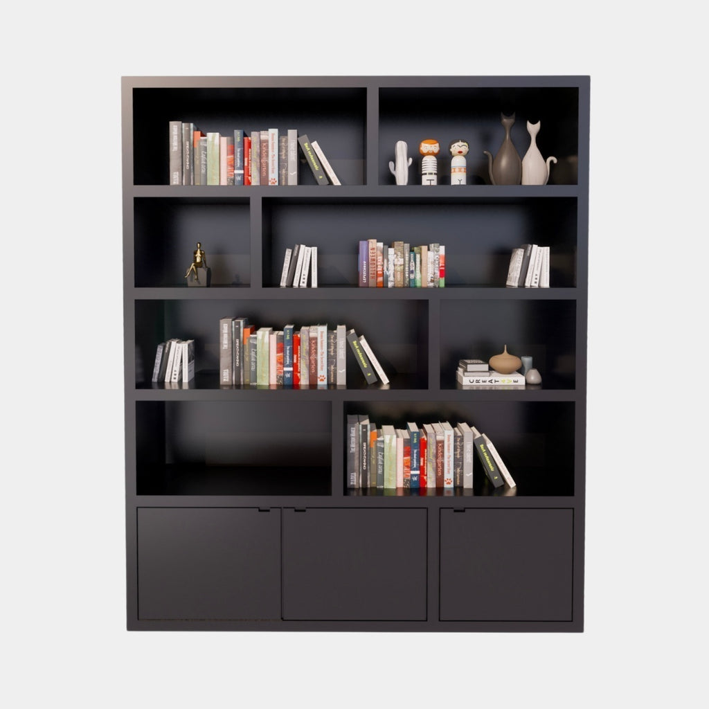 Kleiderschrank London 01 - 200x40x240H cm - 3 geschlossene Türen - offene Fächer - schlankes Design