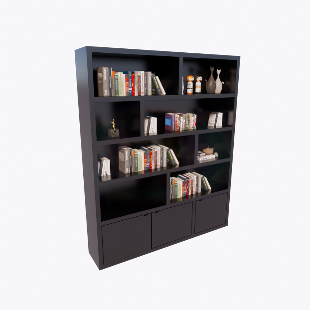 Kleiderschrank London 01 - 200x40x240H cm - 3 geschlossene Türen - offene Fächer - schlankes Design