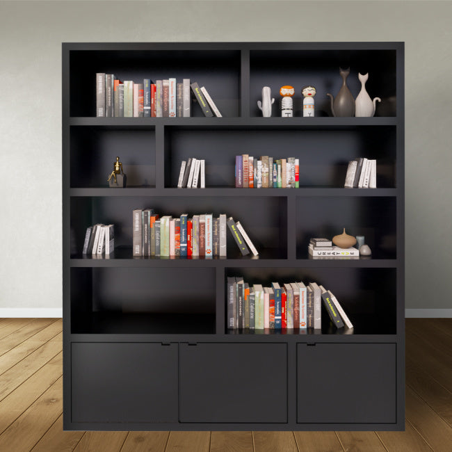 Kleiderschrank London 01 - 200x40x240H cm - 3 geschlossene Türen - offene Fächer - schlankes Design