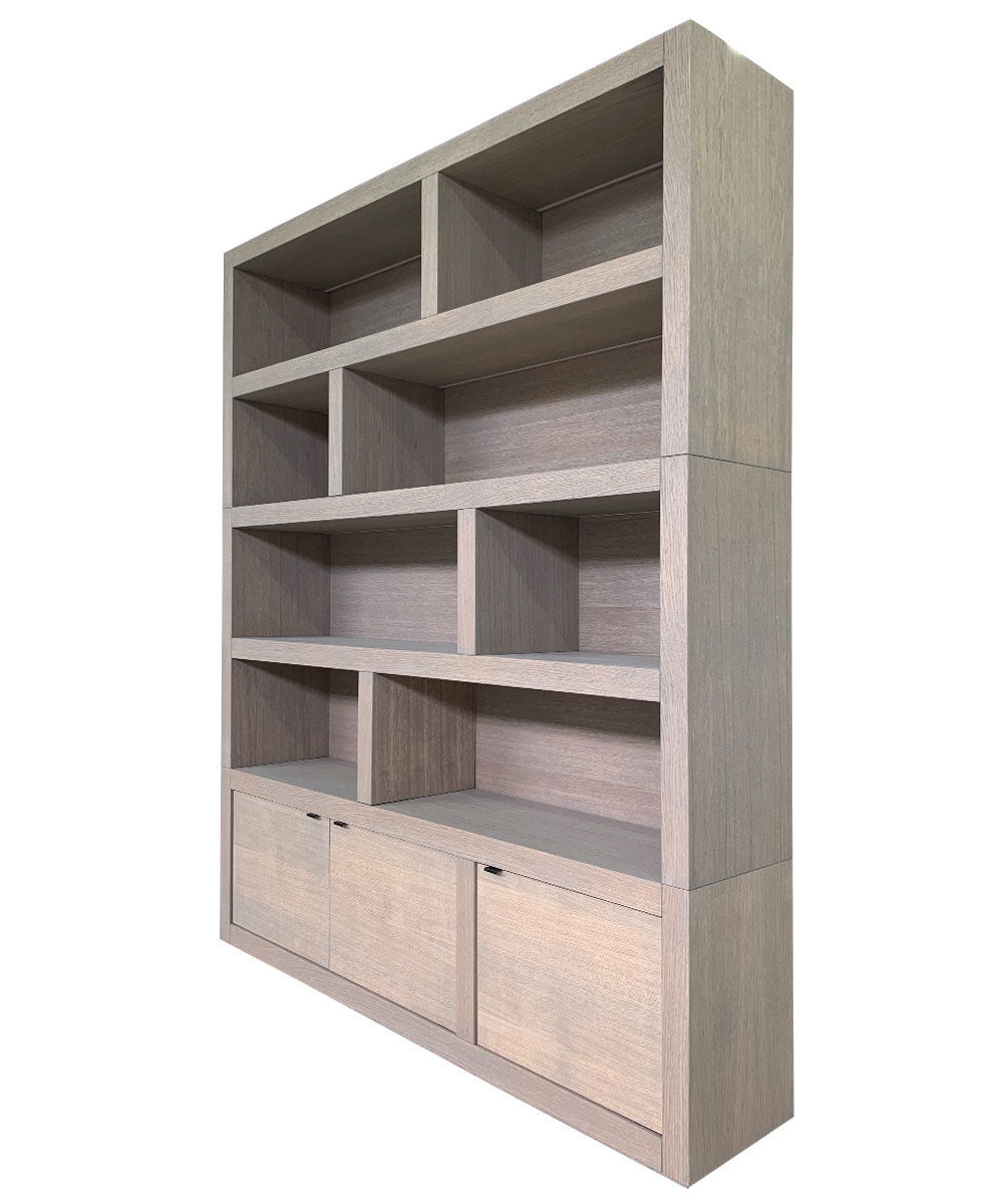 Kleiderschrank London 01 - 200x40x240H cm - Eiche - 3 geschlossene Türen - offene Fächer - schlankes Design