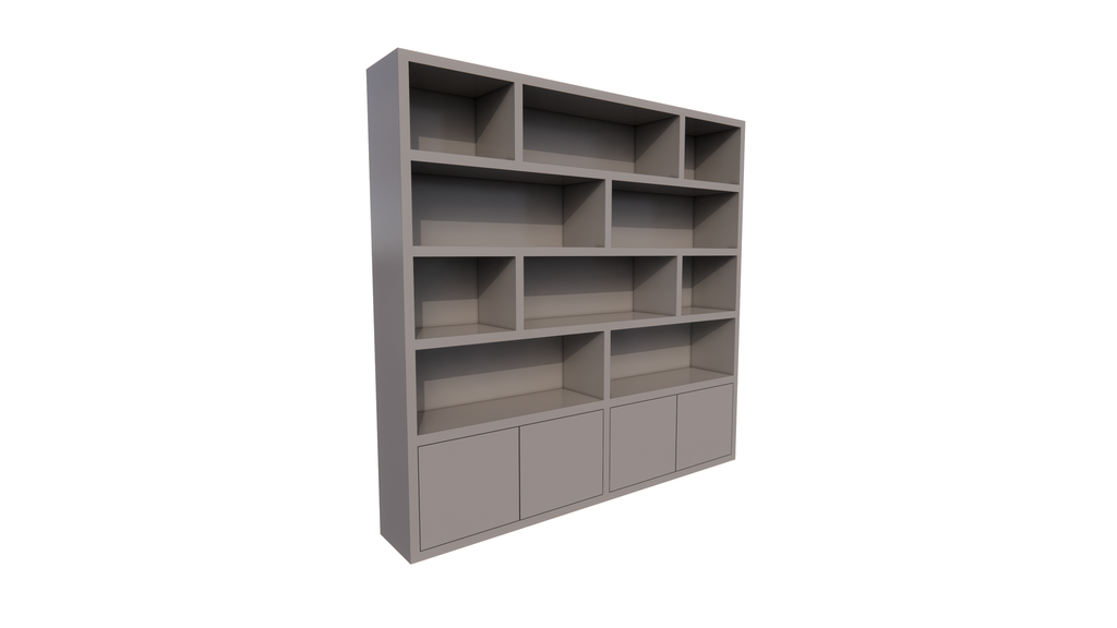 Kleiderschrank London 02 - 250x40x240H cm - schlankes Design - 4 grifflose Türen - push to open Türen - offene Einlegeböden