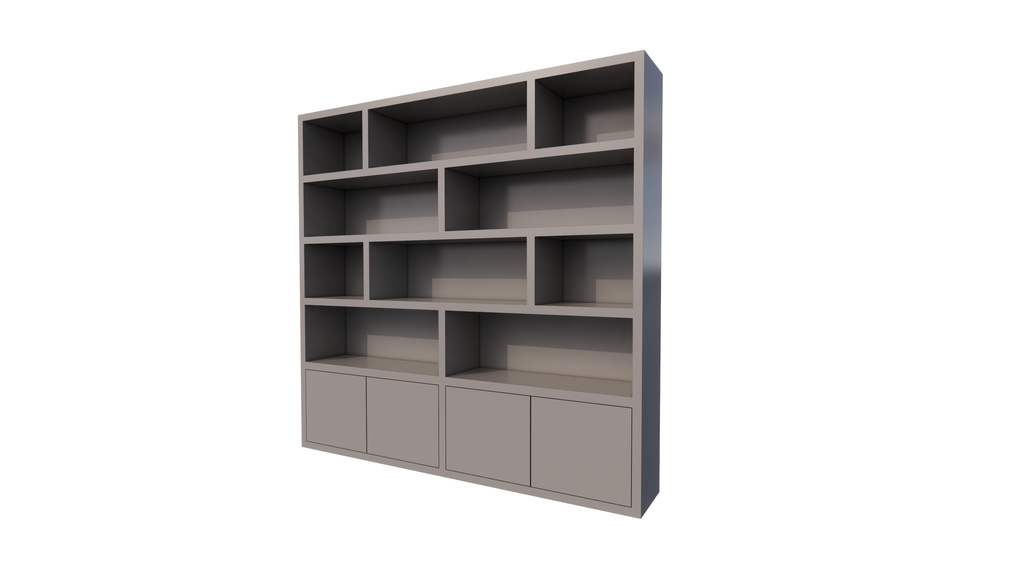 Kleiderschrank London 02 - 250x40x240H cm - schlankes Design - 4 grifflose Türen - push to open Türen - offene Einlegeböden