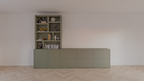 Genola TV Anrichte/Schrank - 340x45/30x240H cm - 5cm Fachbodenstärke - 6 Schubladen mit Push-to-open - 2 Türen mit Push-to-open - offene Fächer