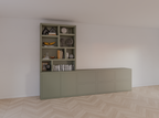 Genola TV Anrichte/Schrank - 340x45/30x240H cm - 5cm Fachbodenstärke - 6 Schubladen mit Push-to-open - 2 Türen mit Push-to-open - offene Fächer
