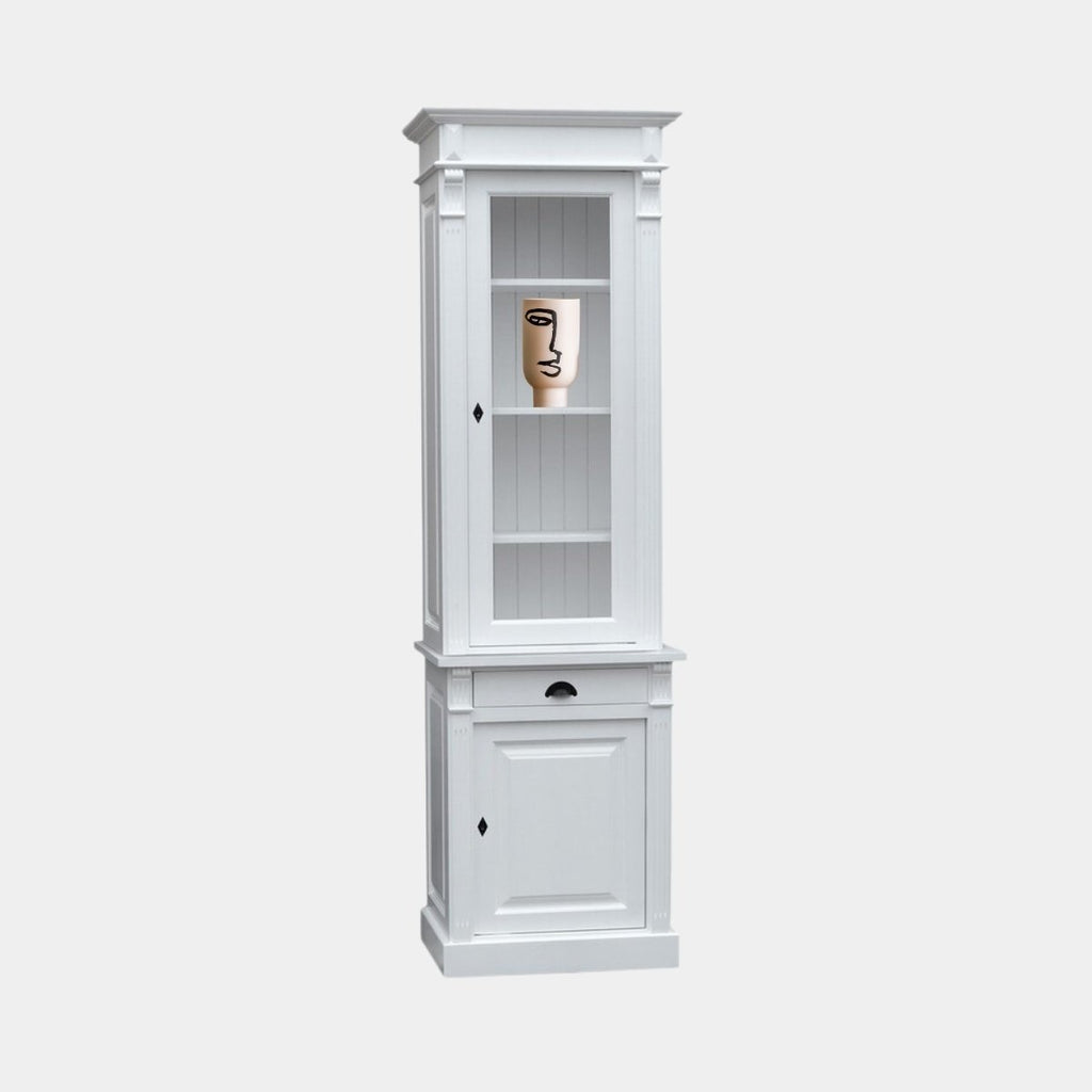 Vitrinenschrank Gent - 70x50x240H cm - mit Ausstellungstür - 1 Schublade mit Soft-Close - 1 geschlossene Tür - verstellbare Einlegeböden