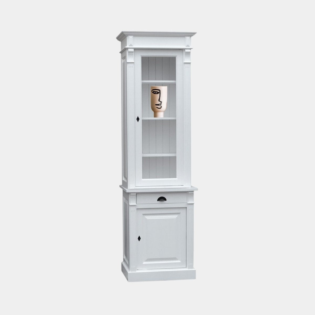 Vitrinenschrank Gent - 70x50x240H cm - mit Ausstellungstür - 1 Schublade mit Soft-Close - 1 geschlossene Tür - verstellbare Einlegeböden