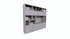 TV-Schrank Girona - 275x40x240H cm - offene Fächer im oberen Schrank und 2 Klapptüren - 4 grifflose Türen im unteren Schrank - Cinewall - TV-Fach