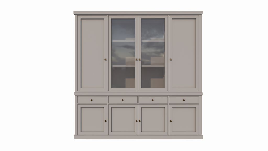 Buffetschrank Gramat - 220x46x220Hcm - Flügeltüren - 2 Glastüren - Soft-Close-Schubladen