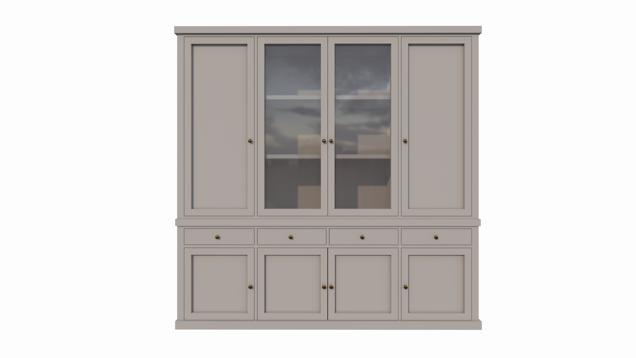 Buffetschrank Gramat - 220x46x220Hcm - Flügeltüren - 2 Glastüren - Soft-Close-Schubladen