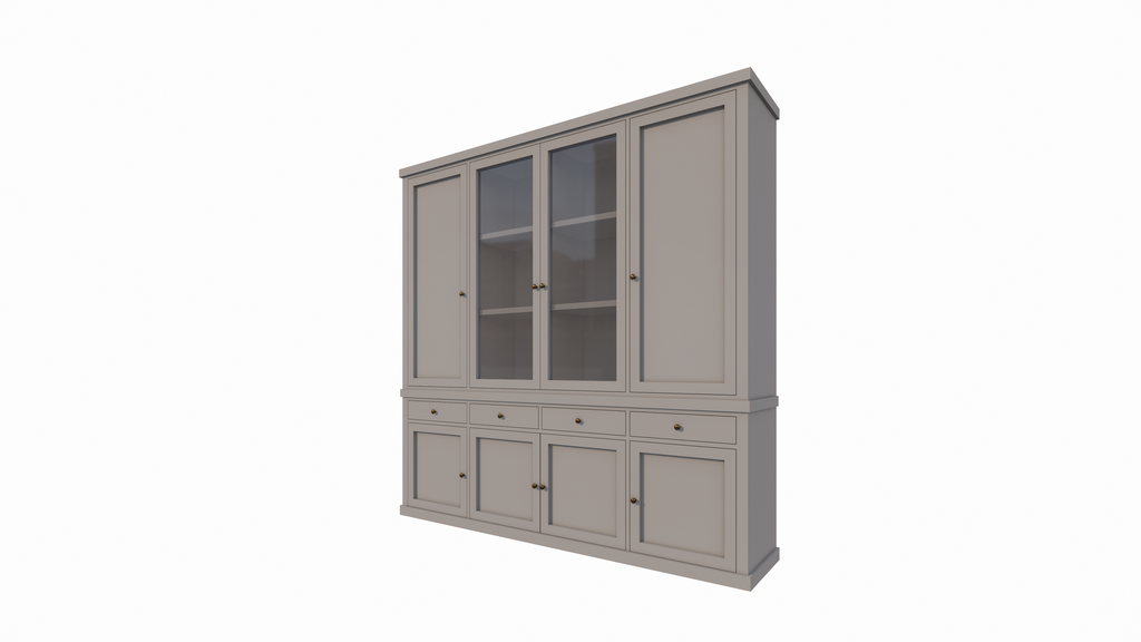 Buffetschrank Gramat - 220x46x220Hcm - Flügeltüren - 2 Glastüren - Soft-Close-Schubladen