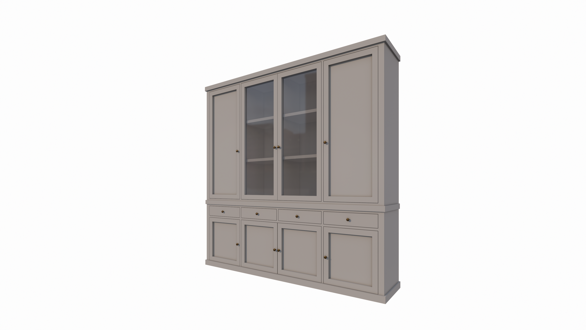 Buffetschrank Gramat - 220x46x220Hcm - Flügeltüren - 2 Glastüren - Soft-Close-Schubladen