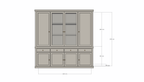 Buffetschrank Gramat - 220x46x220Hcm - Flügeltüren - 2 Glastüren - Soft-Close-Schubladen