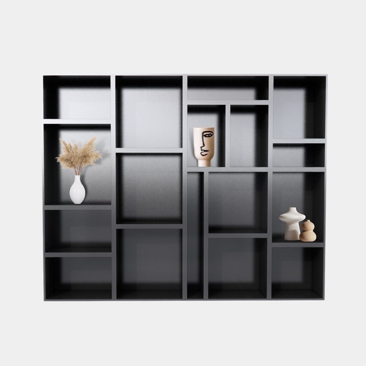 Sideboard Granada - 300x35x240H cm - offene Regale - schlankes Design - Hängeschrank - 5cm Bodenstärke